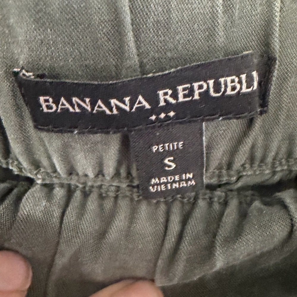 Banana Republic Women’s Small Gray Green Silk Feel Cargo Drawstring Jogger Pants - Picture 3 of 8
